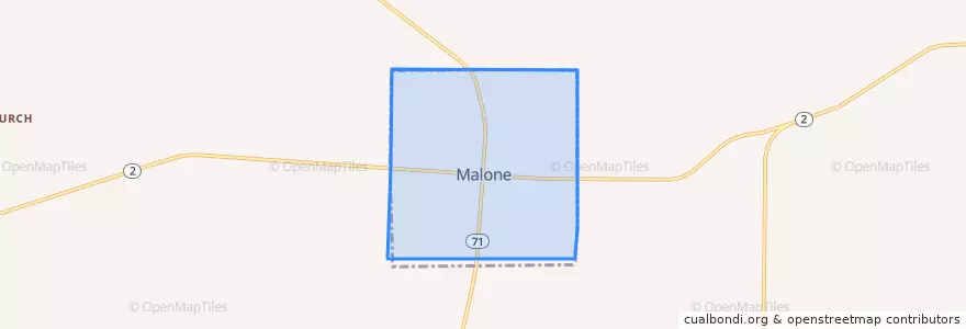 Mapa de ubicacion de Malone.