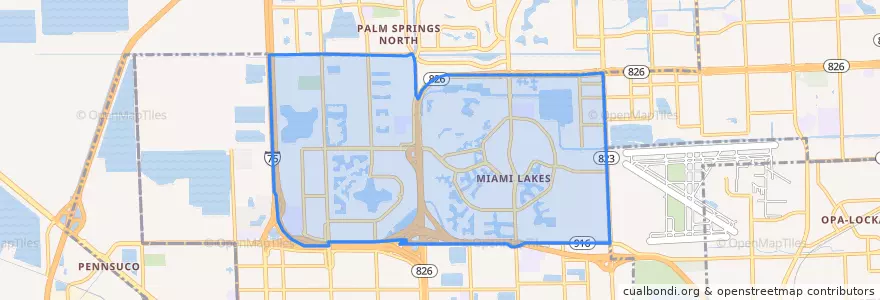 Mapa de ubicacion de Miami Lakes.