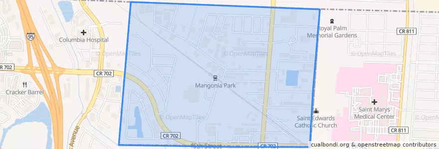 Mapa de ubicacion de Mangonia Park.