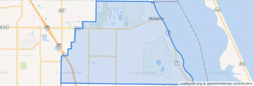 Mapa de ubicacion de Malabar.