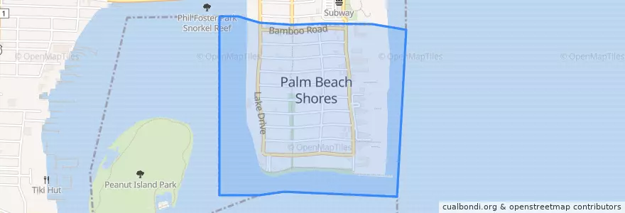 Mapa de ubicacion de Palm Beach Shores.