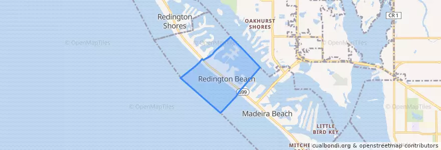 Mapa de ubicacion de Redington Beach.