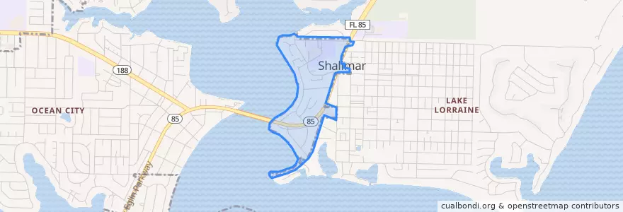 Mapa de ubicacion de Shalimar.