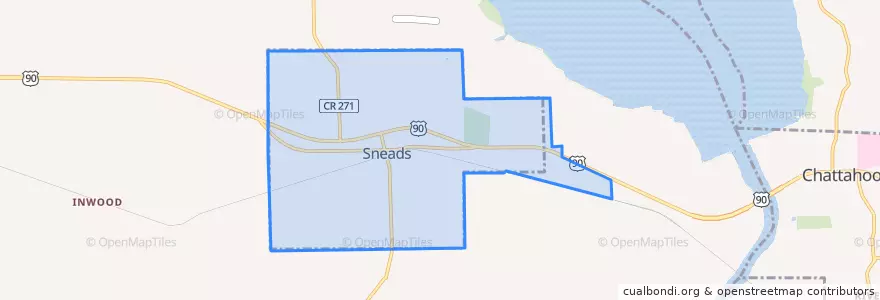 Mapa de ubicacion de Sneads.