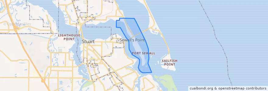Mapa de ubicacion de Sewall's Point.