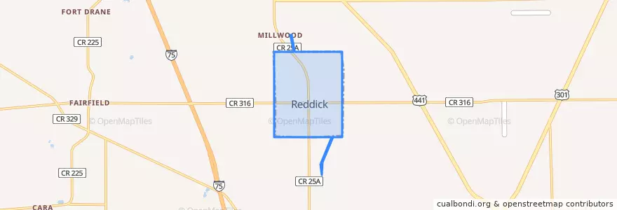 Mapa de ubicacion de Reddick.