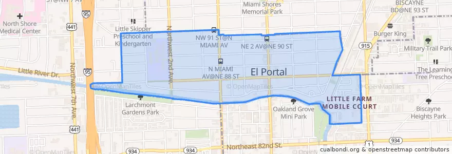 Mapa de ubicacion de El Portal.