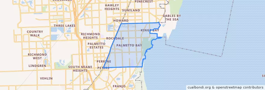 Mapa de ubicacion de Palmetto Bay.
