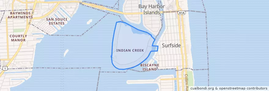 Mapa de ubicacion de Indian Creek.