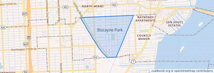 Mapa de ubicacion de Biscayne Park.