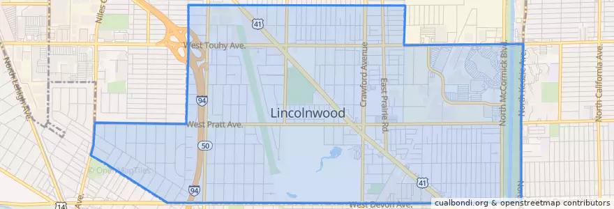 Mapa de ubicacion de Lincolnwood.