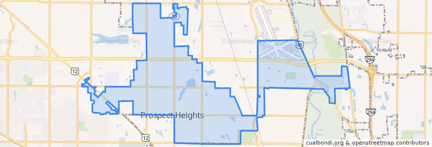 Mapa de ubicacion de Prospect Heights.