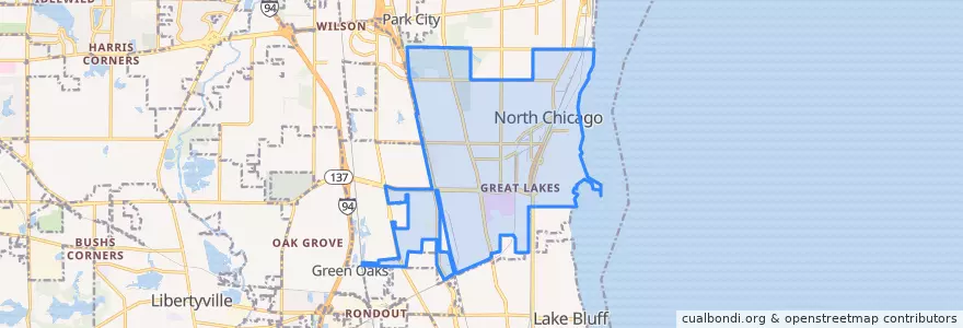 Mapa de ubicacion de North Chicago.