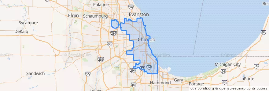 Mapa de ubicacion de Chicago.