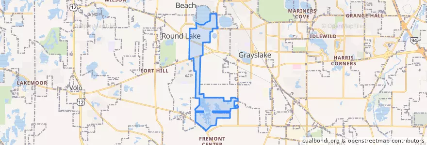 Mapa de ubicacion de Round Lake Park.