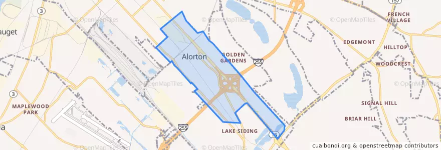 Mapa de ubicacion de Alorton.