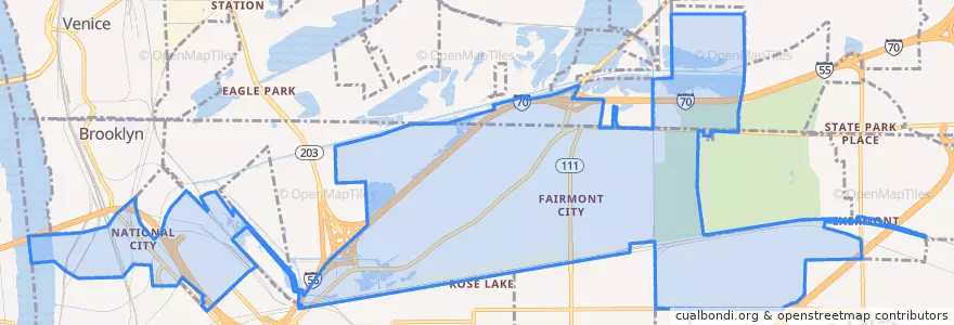 Mapa de ubicacion de Fairmont City.