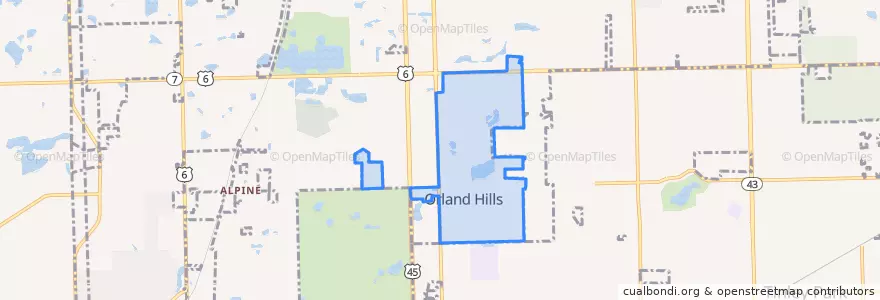Mapa de ubicacion de Orland Hills.