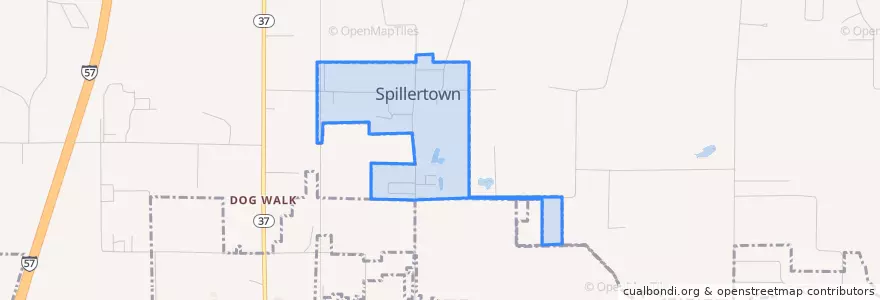 Mapa de ubicacion de Spillertown.