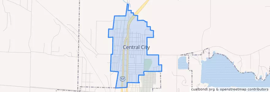 Mapa de ubicacion de Central City.