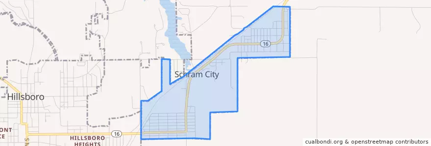 Mapa de ubicacion de Schram City.