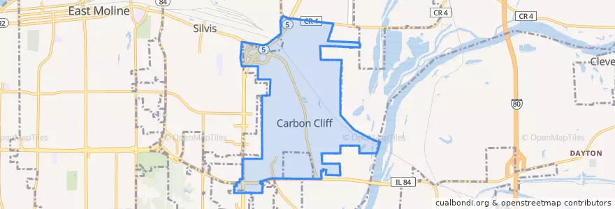 Mapa de ubicacion de Carbon Cliff.