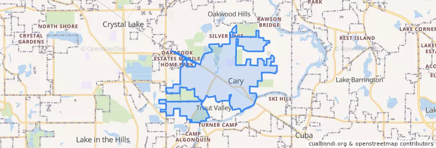 Mapa de ubicacion de Cary.