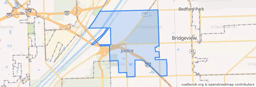Mapa de ubicacion de Justice.