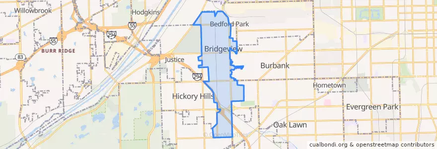 Mapa de ubicacion de Bridgeview.