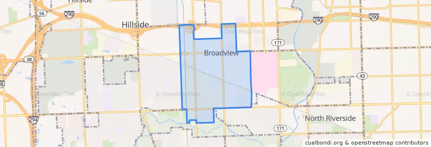 Mapa de ubicacion de Broadview.