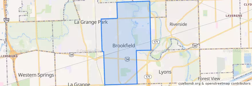 Mapa de ubicacion de Brookfield.