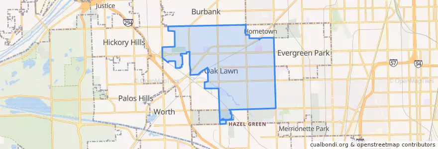Mapa de ubicacion de Oak Lawn.