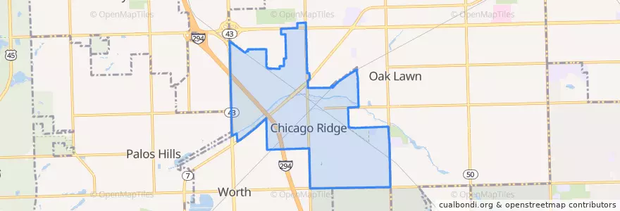 Mapa de ubicacion de Chicago Ridge.