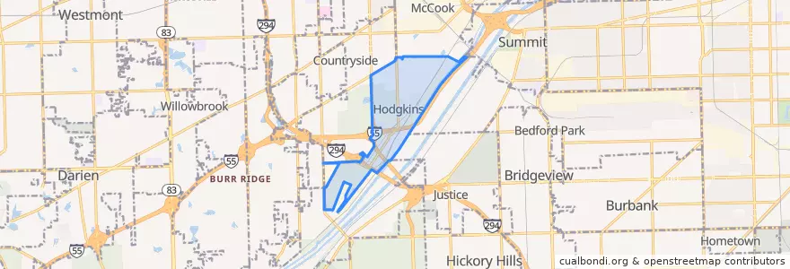 Mapa de ubicacion de Hodgkins.