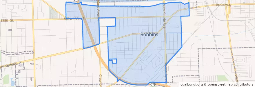 Mapa de ubicacion de Robbins.