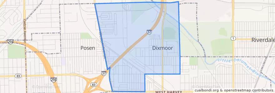 Mapa de ubicacion de Dixmoor.