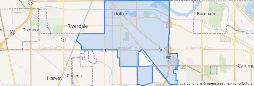 Mapa de ubicacion de Dolton.