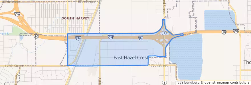 Mapa de ubicacion de East Hazel Crest.
