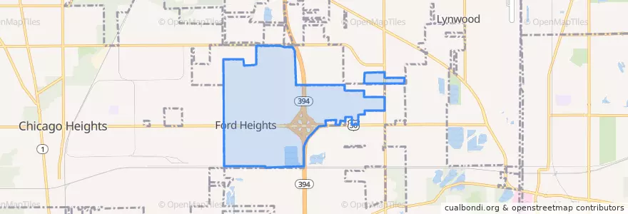 Mapa de ubicacion de Ford Heights.