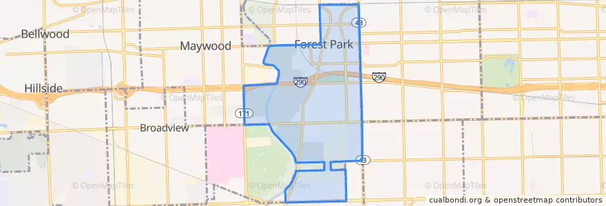 Mapa de ubicacion de Forest Park.