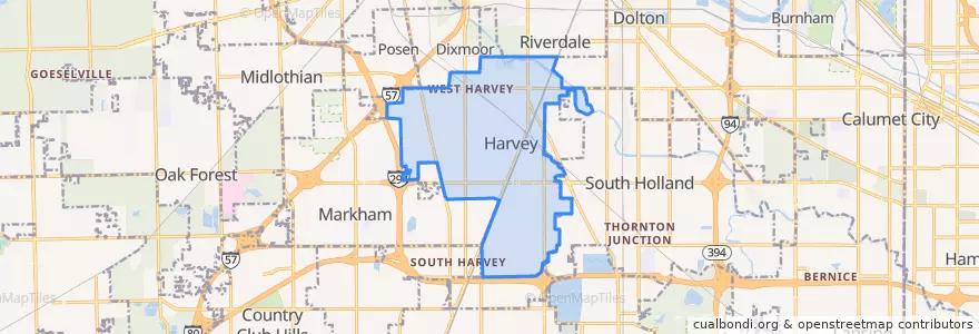 Mapa de ubicacion de Harvey.