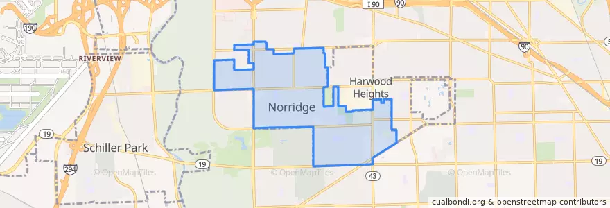 Mapa de ubicacion de Norridge.