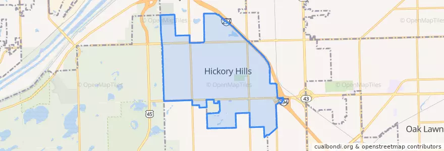 Mapa de ubicacion de Hickory Hills.