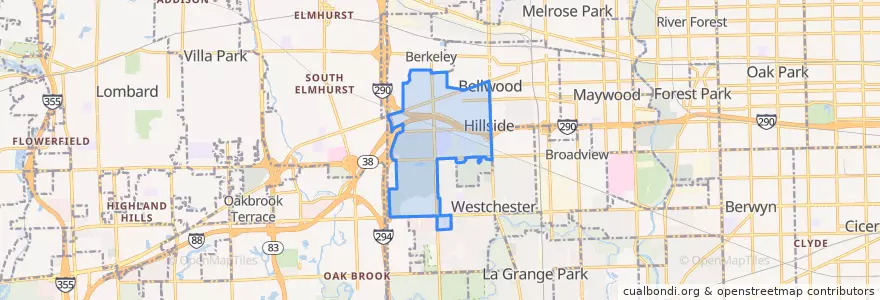 Mapa de ubicacion de Hillside.