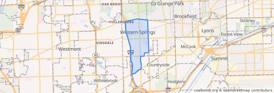 Mapa de ubicacion de Western Springs.