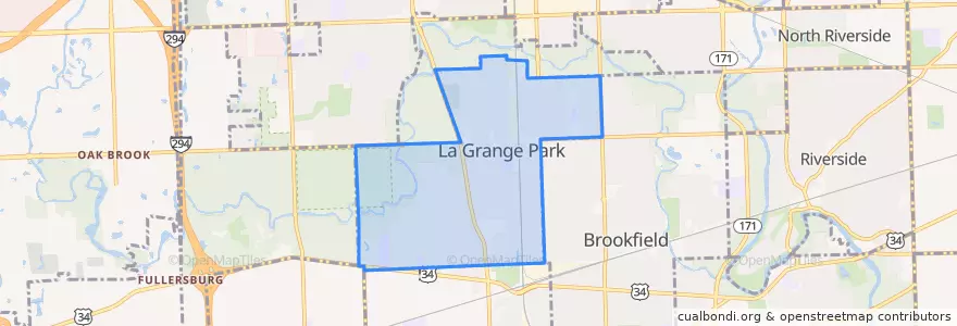 Mapa de ubicacion de La Grange Park.