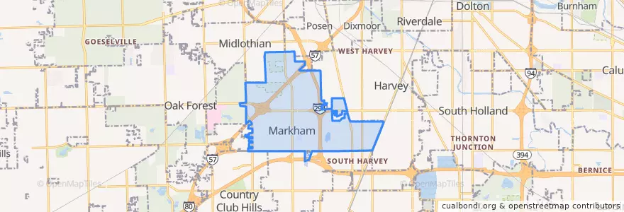 Mapa de ubicacion de Markham.