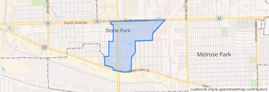 Mapa de ubicacion de Stone Park.