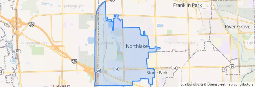 Mapa de ubicacion de Northlake.