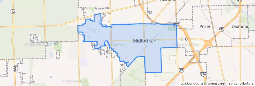 Mapa de ubicacion de Midlothian.